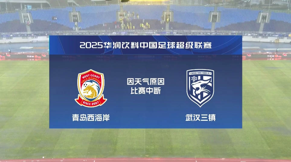  比賽延期！青島西海岸vs武漢三鎮(zhèn)進(jìn)行至18分鐘，因天氣中斷30分鐘