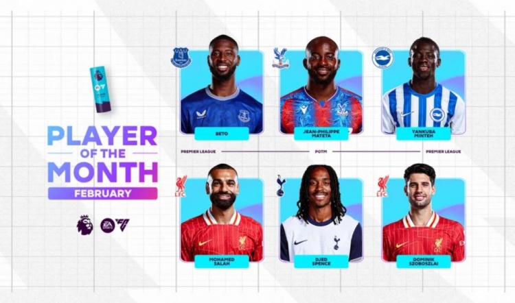  英超2月最佳候選：貝托、馬特塔、明特、薩拉赫、斯賓塞、索博