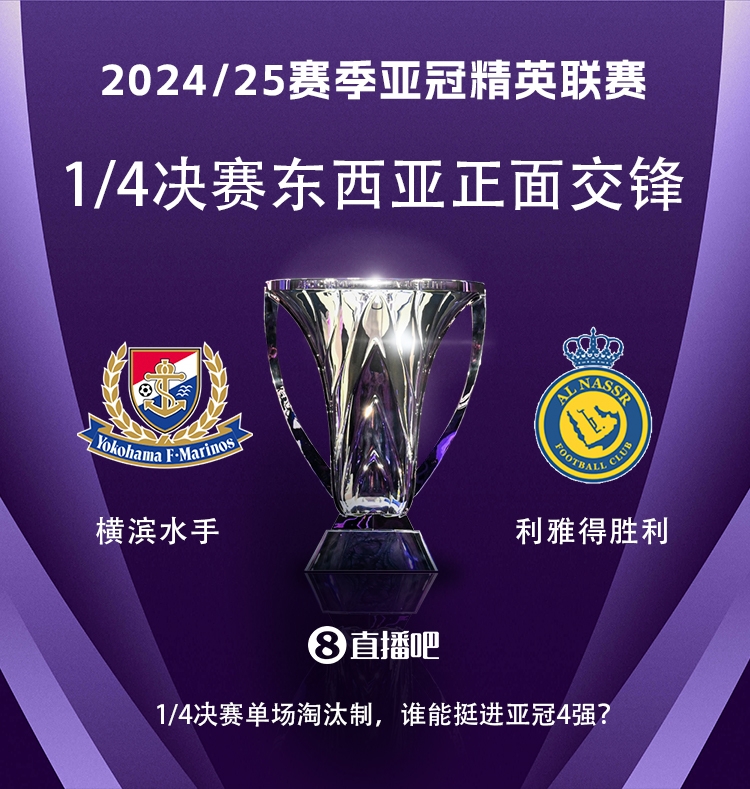  亞冠1/4決賽對(duì)陣：利雅得勝利vs橫濱水手，C羅vs安德森-洛佩斯！