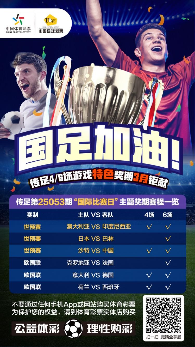  國(guó)足加油！傳足特色獎(jiǎng)期第25053期聚焦國(guó)際比賽日
