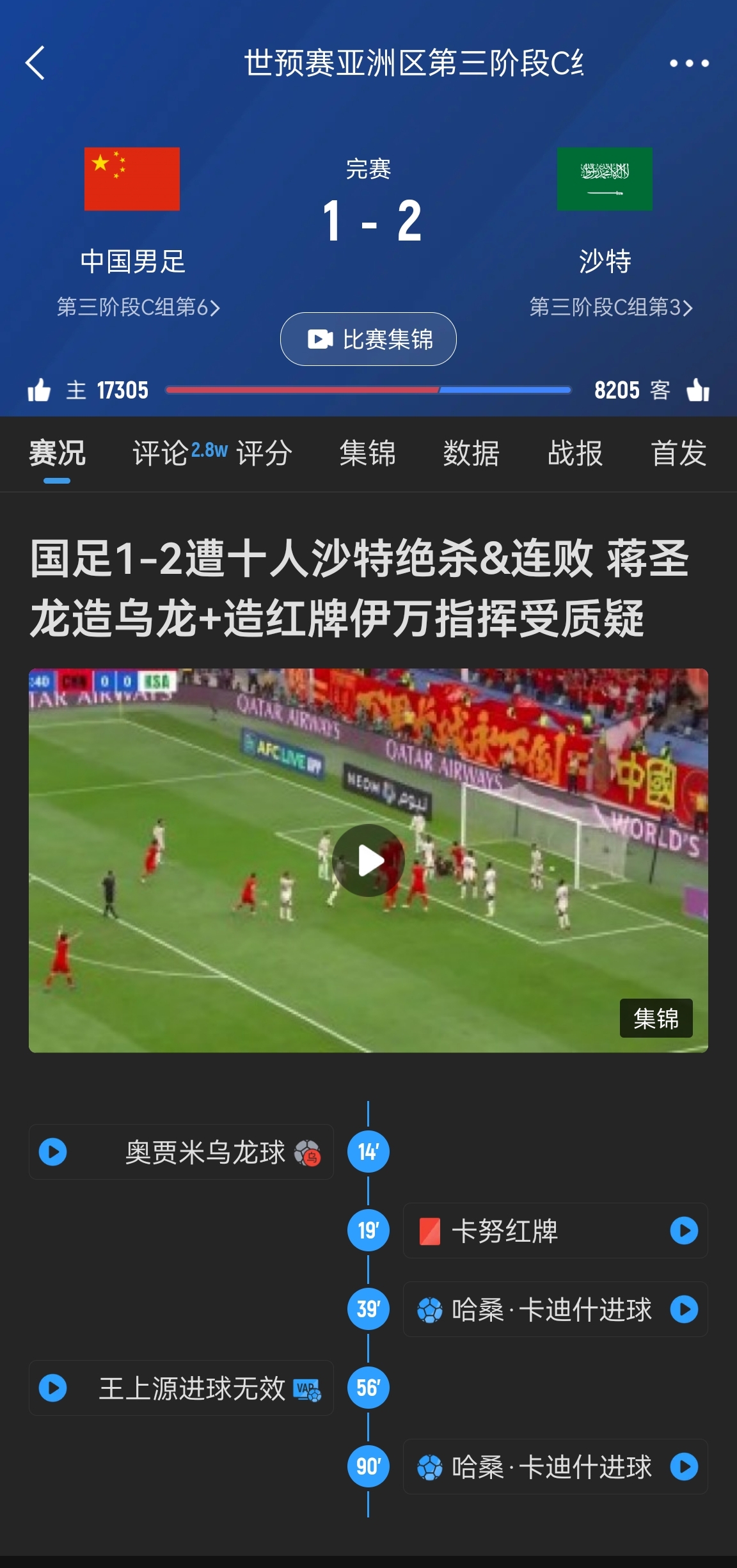  今天什么劇本？首戰(zhàn)沙特也是半場紅牌+蔣光太傷退，最后國足被翻