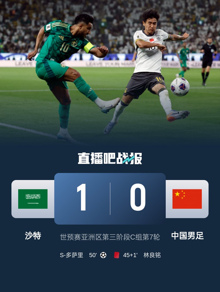  1-0小勝國(guó)足終結(jié)沙特在18強(qiáng)賽191天的進(jìn)球荒，上次進(jìn)球也是戰(zhàn)國(guó)足